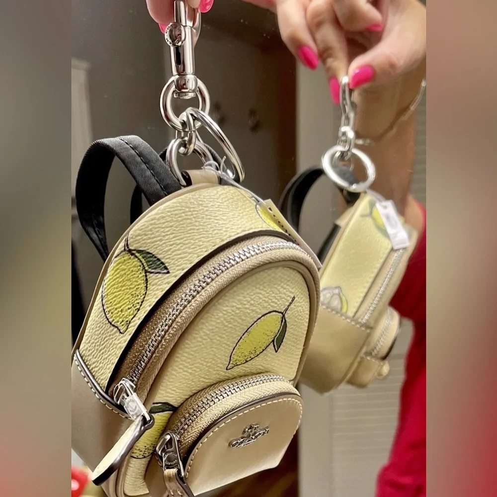 Coach CardHolder/KeyChain/BagCharm ADORABLE Lemon Micro-Mini Backpack NWT - Picture 10 of 15
